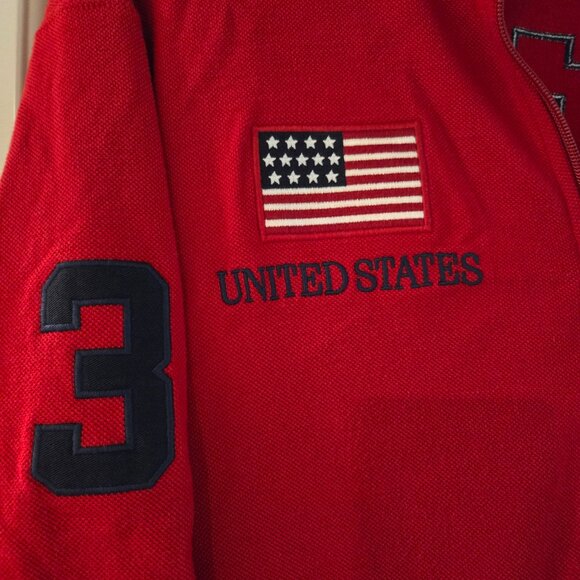 MEN'S POLO RALPH LAUREN BIG PONY USA TRACK JACKET PIQUE COTTON XXL FLAG - Picture 2 of 6